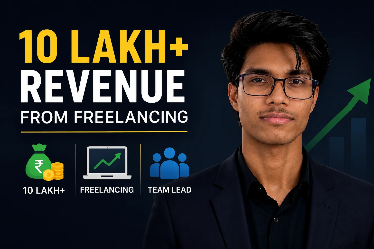 Himanshu Raj showcasing freelance business milestone of generating over ₹10 lakh in project revenue